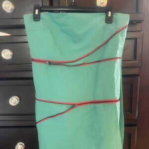 YA los angeles STRAPLESS sexy LARGE strapless Green Zipper Deco MINI Dress